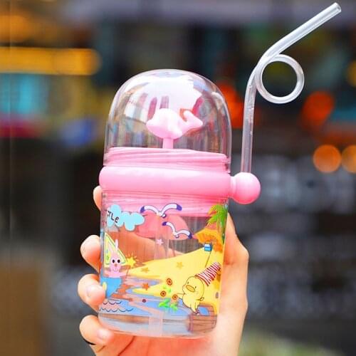 Kids Whale Water Spray Cup Cartoon Baby Feeding Cups with Straws Water Bottles Outdoor Portable Childrens Cups L0246