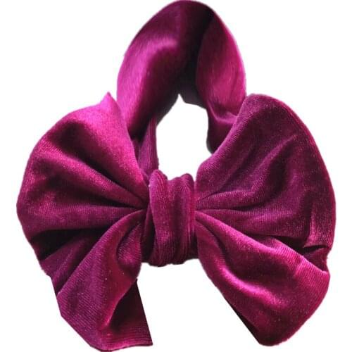 Cotton Elastic Bow Hairband Solid Velvet Handmade Headdress Girl Hair Accessories
