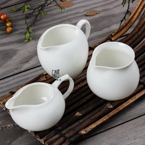 Ceramic Whiteware Pitcher Jade Porcelain Tea Pitcher Handle Male Cup Heat-Resistant Transparent Sub-Cups Tea Set Siteel Tea