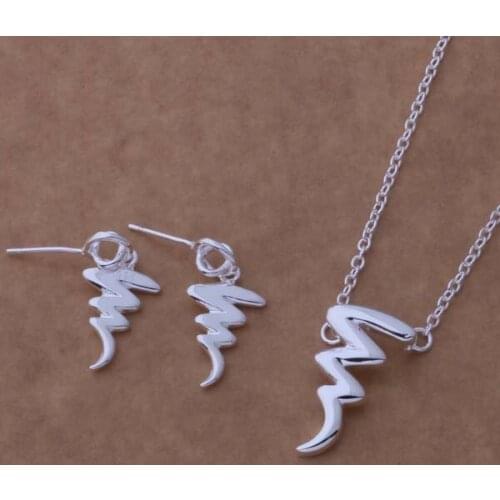 Wholesale Free Shipping Christmas Gifts Silver Plated For Women Fashion Jewelry Sets Earring 163 + Necklace 585