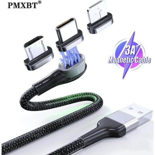 90 Degree Magnetic USB C Cable For iPhone 11 Pro X Samsung S10 Huawei P40 P30 Magnet Charger Cable Fast Charging Micro USBC Cord