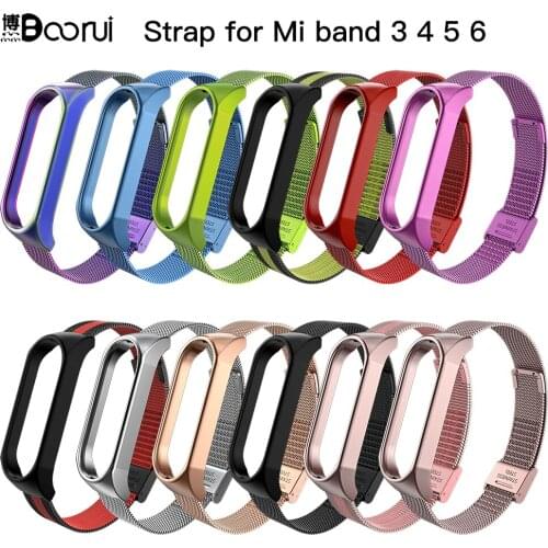 BOORUI Metal Strap For Xiaomi Mi Band 6 5 4 3 Metal Bracelet Screwless Stainless Steel Mi band 6 5 4 3 Strap replacement New
