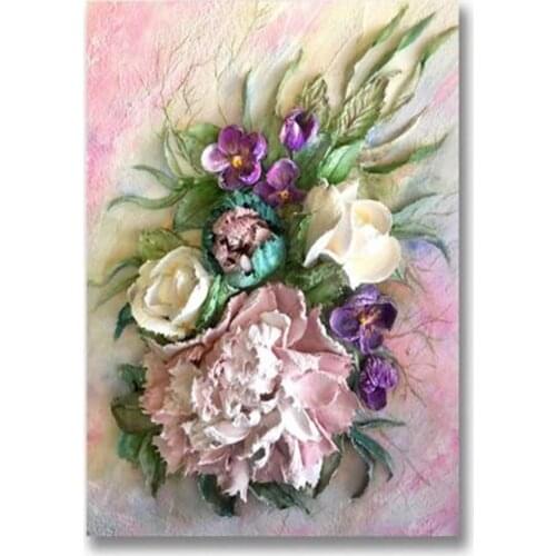 Flowers Art Rose Peony Pre-Printed 11CT Cross Stitch Embroidery Kit DMC Threads Knitting work Handmade Sewing Package Counted