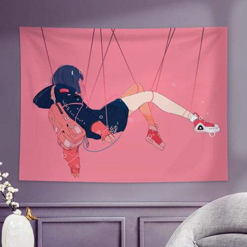 Kawaii Room Decor Anime Tapestry Wall Hanging Fabrics Wall Blanket Tapestries Coverings Cool Girl Dormitory Bedhead Decor Cloth