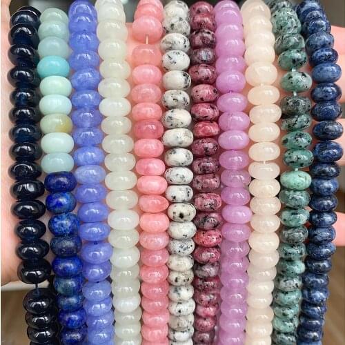 Natural Stone Crystal Glass Angelite rondelle spacer beads loose Drum stone abacus beads for jewelry making handmade necklace