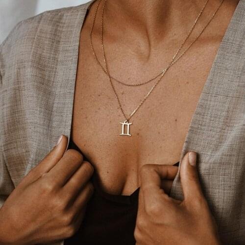 Stainless Steel Roman Numeral Necklace-Roman Numeral Pendant-Stacked Necklace-Golden Roman Pendant-Love Necklace-Stacked