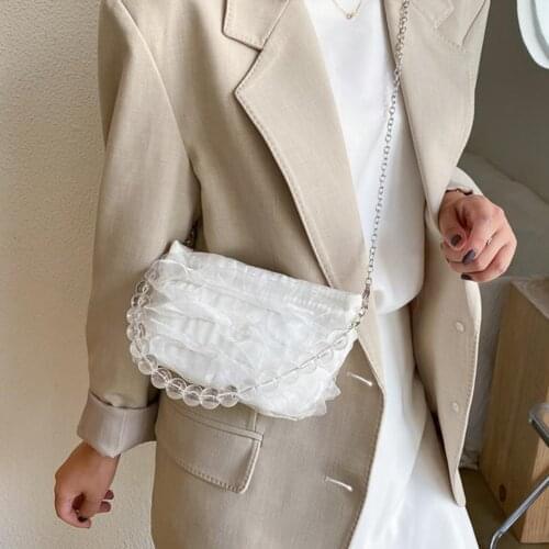 New Arrival Solid Color Satin Soft Crossbody Bags 2021 Designer Chains Women Shoulde Bags Luxury White Lady Messenger Bag Purse