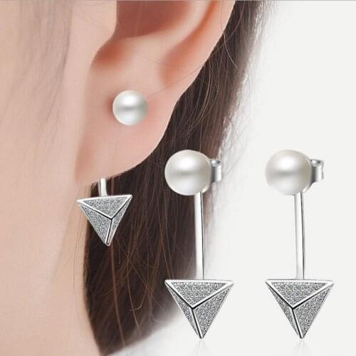 TJP Charm Geometry Crystal Stones Gold Earrings For Women Party Accessories Fashion 925 Silver Earrings Pearl Girl Bride Bijou