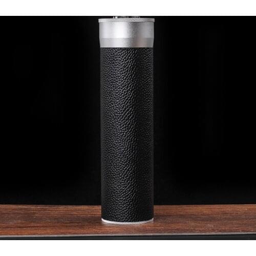 Portable LeatherCigar Tube with Humidifier Hygrometer for Party Travel Outdoor Hold 4 Cigar Box Aluminum Alloy Cigar Case