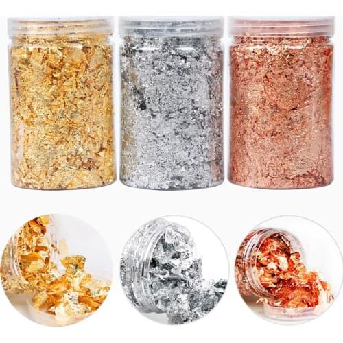 Luxury Shiny Gold Leaf Flake Resin Epoxy Mold Art Decoration Gold Foil Fillings Materials Gilding Decor Jewelry Making Tool