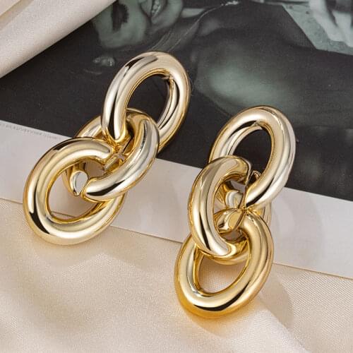 Chain Earrings Gold Color Metal Unusual Earrings For Women Fashion Drop Earrings 2021 Long Chain Earrings Female Party Jewelry