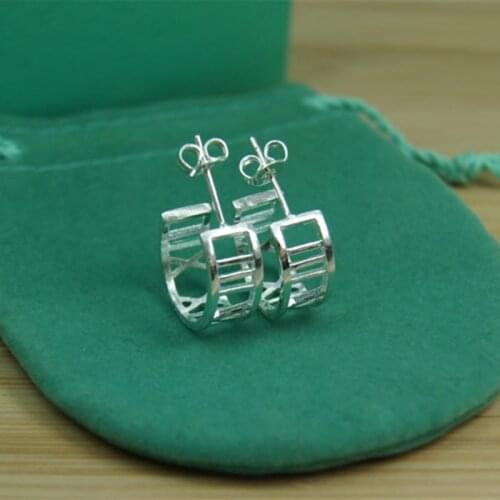 925 Sterling Silver Half Round Hollow Roman Numerals Stud Earring For Women Fashion Elegant Jewelry Valentines Day Gifts Wholes