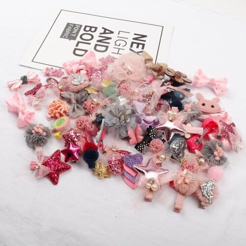 Random 5pieces Korean Cute Pearl Hair Bows For Kids Boutique Rhinestone Hairpin Cheaper Hair Accessories Not Choose Color ,Shape