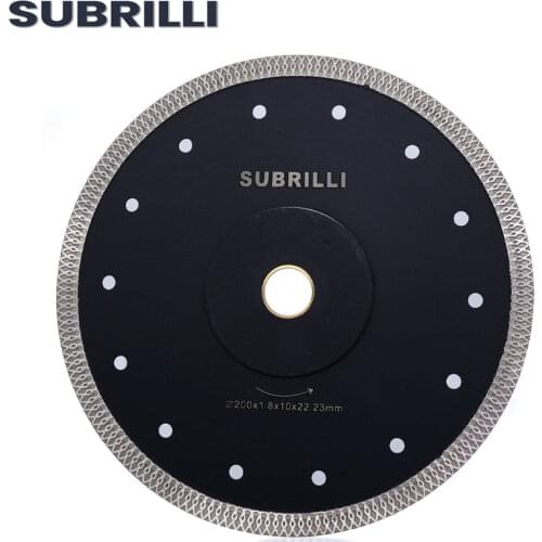 SUBRILLI 1PC 200mm Superthin Diamond Wheel Cutting Disc X Mesh Turbo Rim Segment Dry or Wet 8 Inch Saw Blade