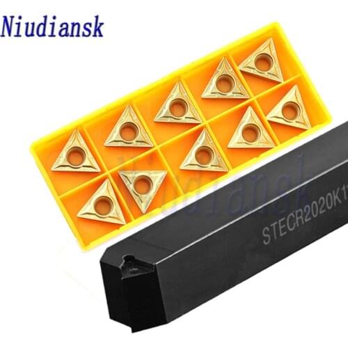 10pcs TCMT16T3 Carbide Inserts CNC Lathe Tools +1pc STECR2020K16 External Turning Tool Holder STECR2525M16 Arbor STECL Tool Suit