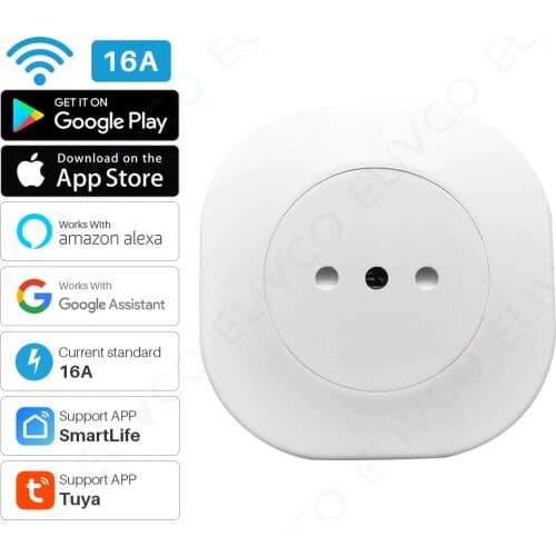 Tuya Smart Plug WiFi Socket Italy 16A 220V Power Outlet Timing APP Remote Control Works With Alexa Google Assistant