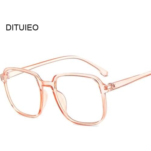 Optical Clear Glasses Frame Men Women Vintage Square Eyeglasses Fake Glass Retro Pink Clear Lens Transparent Glasses
