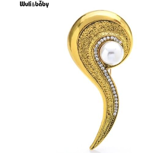 Wuli&baby Vintage Pearl Geometric Flower Brooches For Women 2-color Retro Design Party Office Brooch Pin Gifts