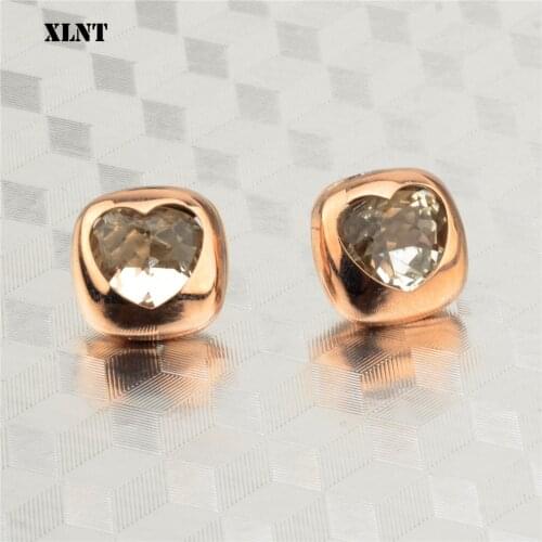 XLNT Heart Crystal Cube Earring Women Fashion Earrings Sweet Stud For Beauty Women Girls Bijou Statement Jewelry