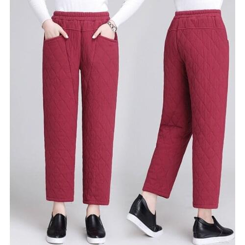 2021 Autumn Winter Women Thick Warm Plus Size Trouser Female High Waist Straight Cotton Pant Lady Solid Strench Pencil Pant K573