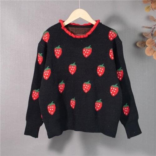 Winter Jumpers Chic Knit Tops Retro strawberry Pullover Sweater Womens Loose Outer 2021 Korean Argyle Sweater Top Clothes