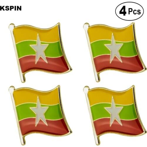 Myanmar Flag Pin Lapel Pin Badge Brooch Icons 4pcs