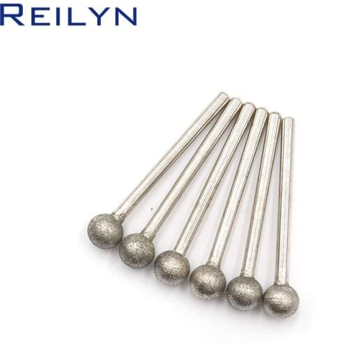 10pcs shank 3MM 120# Ball shape Diamond grinding burr abrasive needle polishing bits 3mm/4mm/5mm/6mm/8mm/10mm