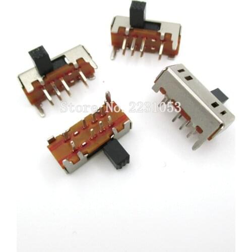 10PCS/Lot Double pole double throw switch / Horizontal toggle switch / side dial/ two rows of third gear SK-23D06G5 sk23d06g5