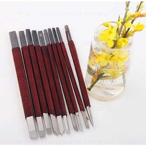 10pcs/lot Seal Graver Burin Carving Knife Stone knives Suit for Carve Stone Seal and Plexiglass Material Chapter Carved Tool