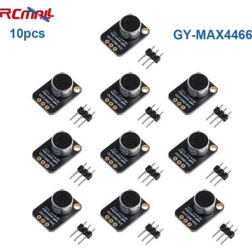 10Pcs GY-MAX4466 Electret Microphone Amplifier MAX4466 Mic Breakout Board with Adjustable Gain for Arduino