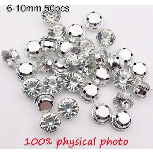 100%Physical Photo 6-10mm Crystal AB Sew on with Claw Stone Sewing Colorful Glass Rhinestone beads wedding dress shoes bags diy