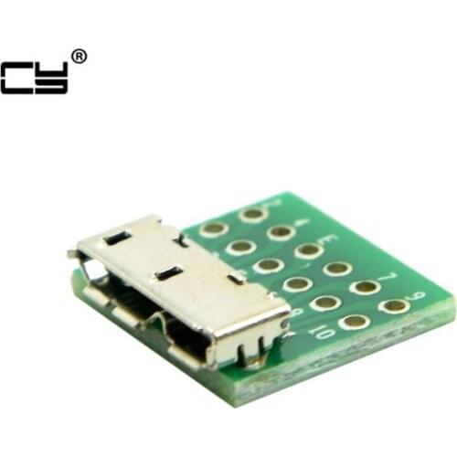 5pcs Micro USB 3.0 10pin Female Socket Receptacle Board Mount SMT Type with PCB for DIY Cable