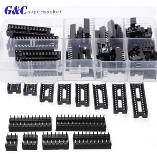 66PCS Narrow DIP IC Socket Adaptor PCB Solder Type DIP Socket Kit DIP6 DIP8 DIP14 DIP16 DIP18 DIP20 DIP24 DIP28 DIY