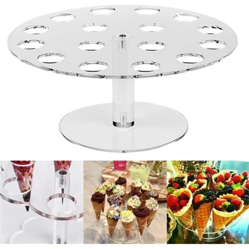 6/16 Holes Acrylic Transparent Ice Cream Stand Cake Cone Holder Wedding Buffet Food Display Stand Tray Baking Kitchen Tools