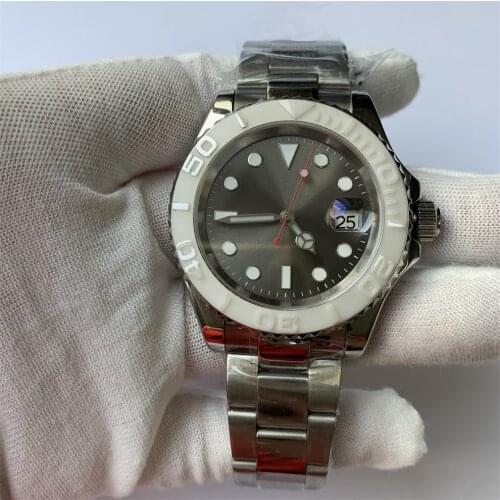 Watch white ceramic BOMAX MARINA sapphire calendar self-winding stainless steel mens 40mm crystal luminous hands 11