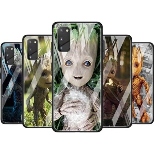 Baby Groot Cutest Tempered Glass Cover For Samsung Galaxy S20 S10 S9 S8 S10E FE Ultra Plus Lite 5G Phone Case