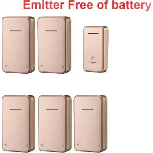 Emitter free of battery bell kits 5 RX wireless door bell 110-220V wireless doorbell ip44 200M door chime door ring for villa