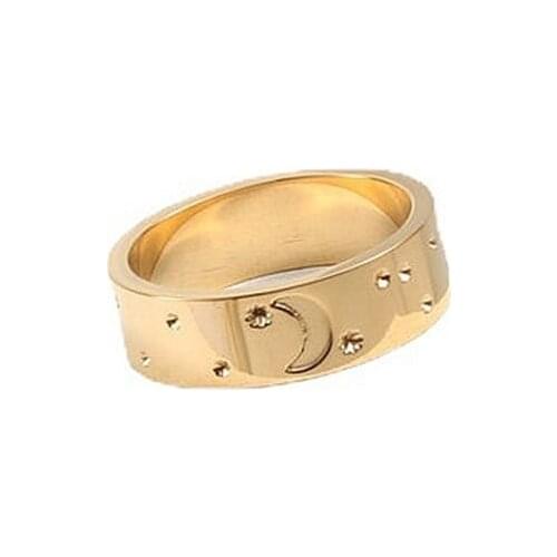 Stainless Steel Ring Vintage Star Moon Bright Circle Fine Carved Gold Gift For Women Accessories Steampunk 2021 Trends Jewelry