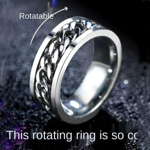 Korean Version of Titanium Steel Beer Bottle Opener Ring Male Rotating Chain Women Ring Party Jewelry Creative Gift Wholesale