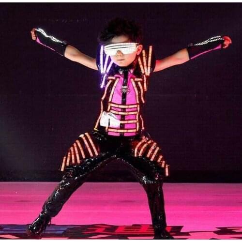 Colorful LED Luminous Robot Suit Clothes Illuminate Growing Led Party Dress Costumes For Children Gift Stage Performance