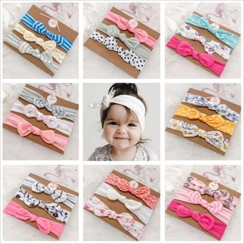 Lovely 3pcs/lot baby girl headband for newborn babies hair band elastic accessories cotton bow headwear