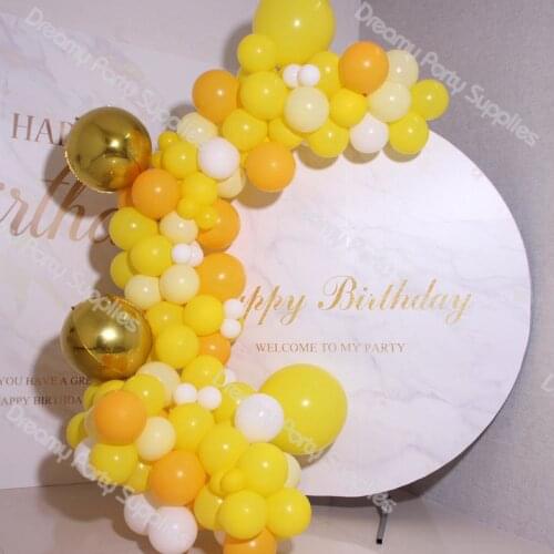 Lemon Yellow Balloons Garland Arch 4D Gold Foil Balloon Kit Ivory Balon Wedding Birthday Baby Shower Party Decorations Supplies