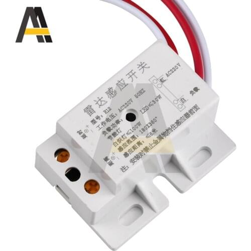 AC 220V Auto Infrared Sensor Switch 50Hz PIR Microwave Radar Body Motion Sensor Module Adjustable For Time Distance Range