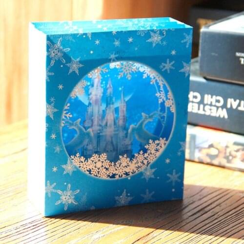 3D Handmade Carving Sky Blue Snow Ice Castle Blessing Paper Invitation Greeting Cards PostCard Kids Birthday Party Creative Gift