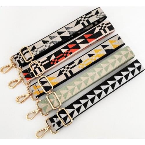 Geometric Patterns Bag Strap For Women Shoulder Bag Hanger Colored Belt Bag Strap Accessories Adjustable Handbag Straps Handles
