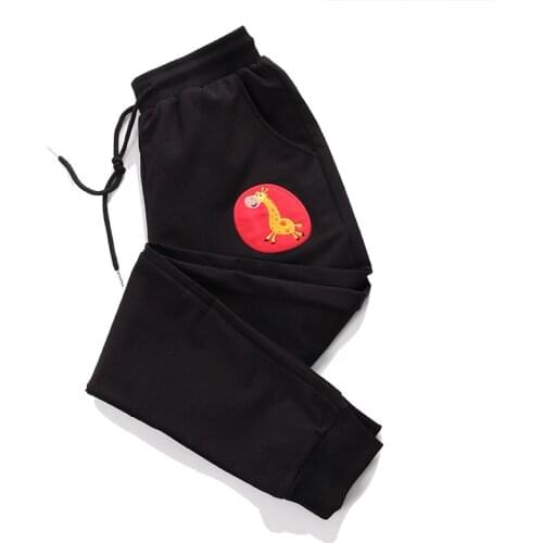 Sport Sweatpants For Women Fashion Deer Patchwork Harem Pants Female Black Loose Trousers Spring Fall Streetwear Plus Size P114