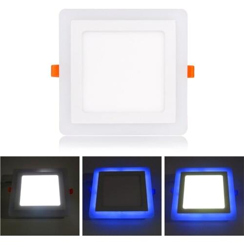 Led Panel Light New 6W 9W 16W 24W Concealed Dual Color LED Panel Lamp Cool White + Blue/Red/Pink/RGB Lamp Downlight AC100-265V