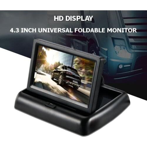 4.3" TFT Color LCD HD Auto Parking Rearview Monitors 4.3 inch Car Foldable Monitor For Camera DVD VCR 12~24V 2 Video Input
