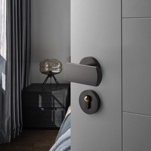 Interior Zinc Alloy Short Handle Silent Anti-theft Door Lock Universal Security Mute Handle Door Locks Hardware Lockset Supplies