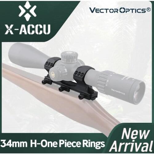 X-Accu 34mm High Profile One Piece 0 MOA Mount Rings Fit Picatinny Rail Max 65mm Scope Objective Lens For Big Recoil Calibers
